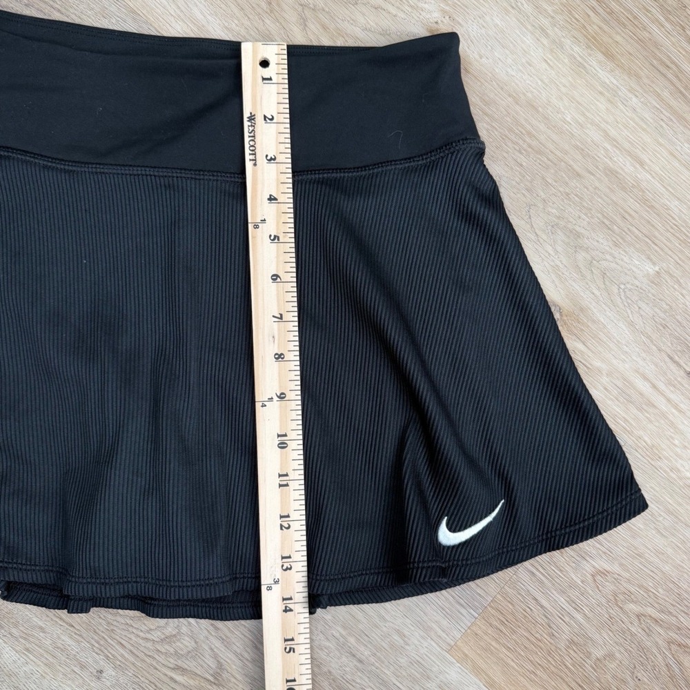 Nike Dri-FIT Ribbed Tennis Skort Women Medium Black Sporty Active - Picture 6 of 7